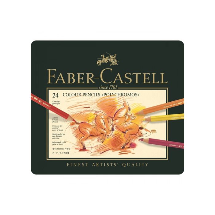 Estuche de Metal Polychromos con 24 Lapices de Colores Surtidos Faber Castell 110024