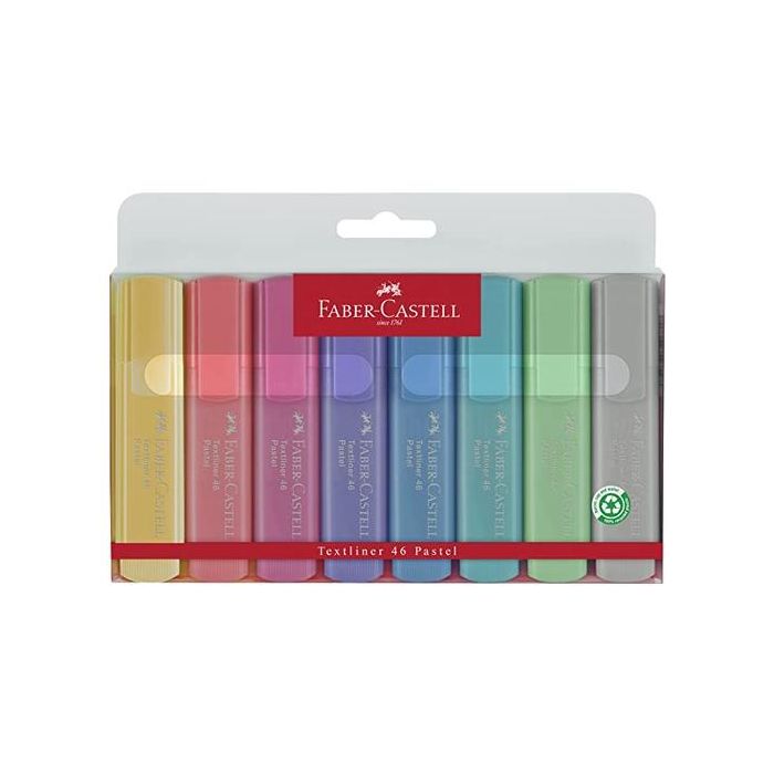 Faber - castell marcadores fluorescentes textliner 46 colores surtidos pastel -blister 8u-