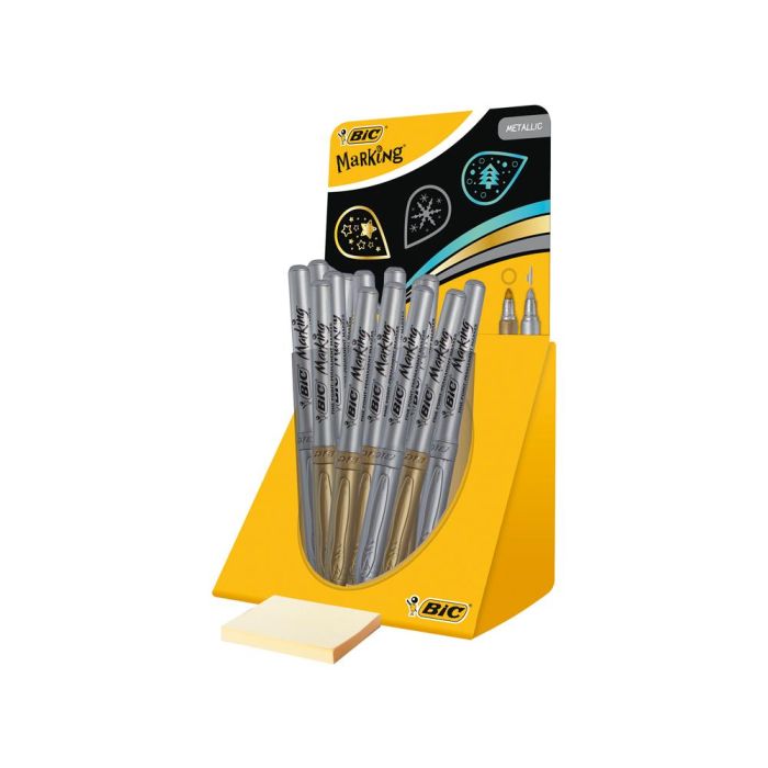 Rotulador Bic Marking Metalico Permanenete Oro-Plata Expositor De 24 Unidades Surtidas 168x125X149 mm 1