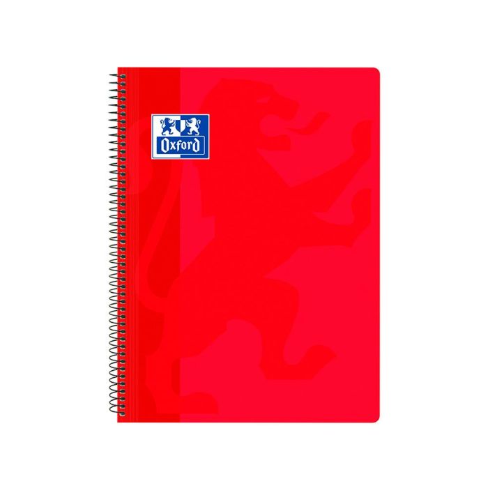 Cuaderno Espiral Oxford School Classic Tapa Polipropileno Folio 80 Hojas Cuadro 4 mm Con Margen Rojo 1