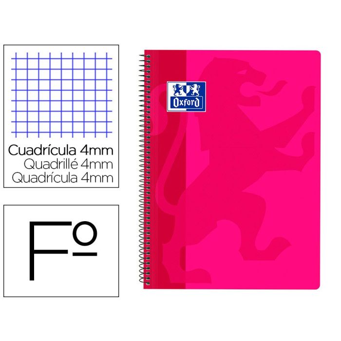 Oxford Cuaderno Espiral School Classic Folio 80 Hojas Cuadro 4 mm Con Margen Fucsia