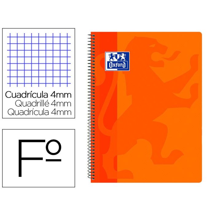 Cuaderno Espiral Oxford School Classic Tapa Polipropileno Folio 80 Hojas Cuadro 4 mm Con Margen