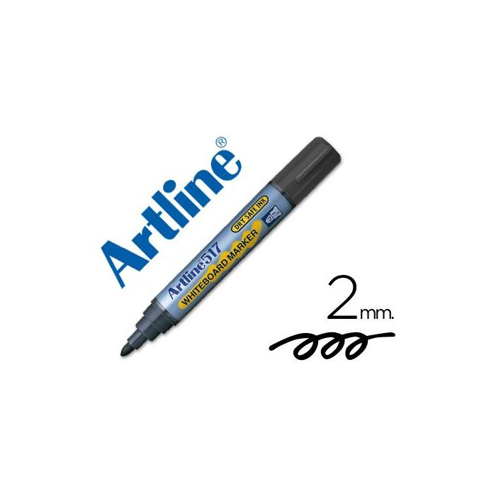 Rotulador Artline Pizarra Ek-517 Negro -Punta Redonda 2 mm -Tinta De Bajo Olor 12 unidades