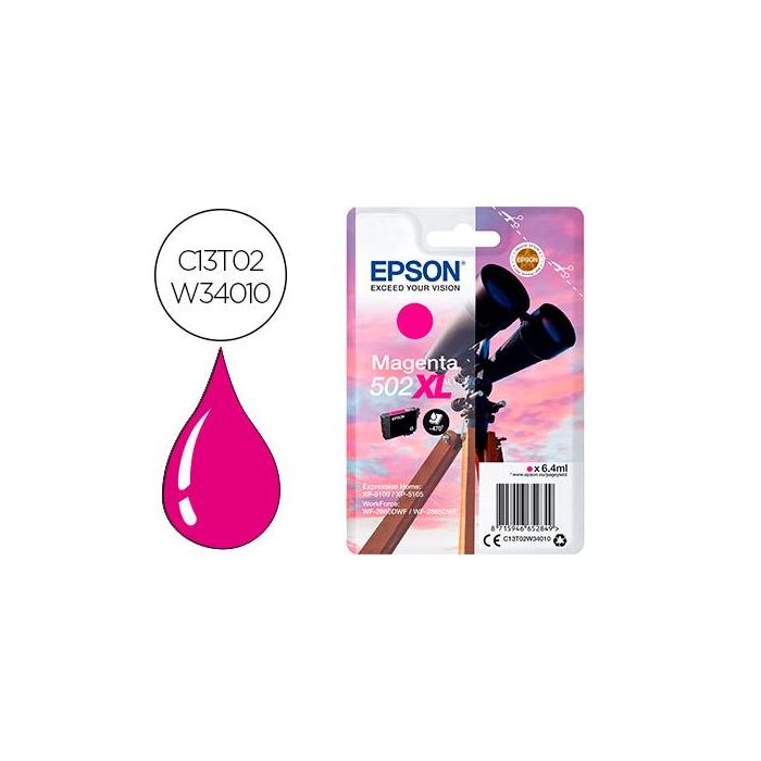 Epson Tinta Magenta Xp-5100, 5105 - Wf2860Dwf,2865Dwf - Nº 502XL