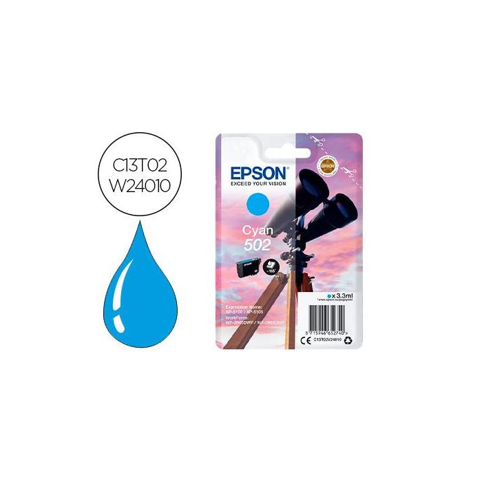 Epson Tinta Cian Xp-5100, 5105 - Wf2860Dwf,2865Dwf - Nº 502XL