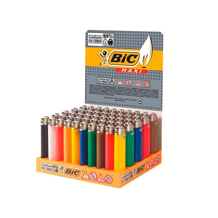 Encendedor Bic Maxi J26 Expositor De 50 Unidades Colores Surtidos 1