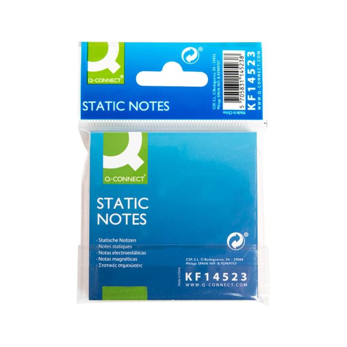 Bloc De Notas Electrostaticas Quita Y Pon Q-Connect 70x70 mm 100 Hojas 5 Colores Fluorescentes 1