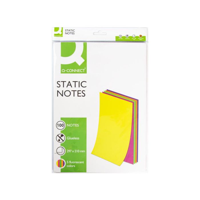 Bloc De Notas Electrostaticas Quita Y Pon Q-Connect 210x297 mm 100 Hojas 5 Colores Fluorescentes 1