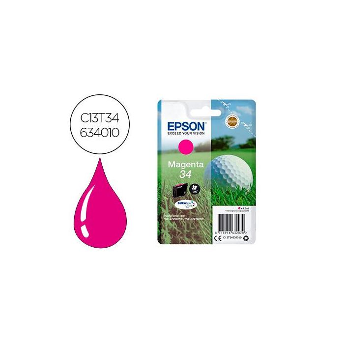 Ink-Jet Epson 34 Workforce Pro Wf-3720 - Wf-3720Dwf - Wf-3725Dwf Magenta 300 Paginas