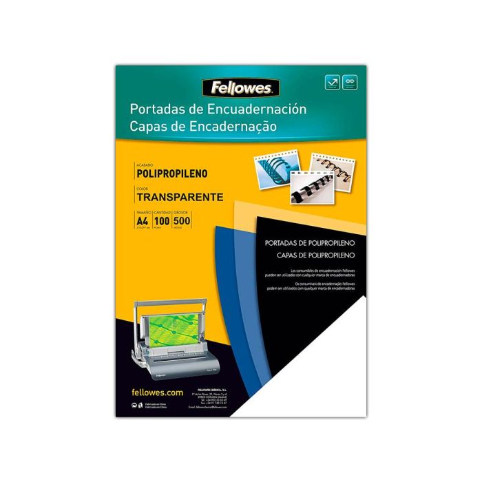 Tapa De Encuadernacion Fellowes Din A4 Polipropileno Negro 500 Micras Pack De 100 Unidades 1