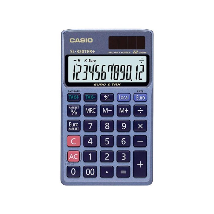 Calculadora Casio Sl-320Ter Bolsillo 12 Digitos Tax +-- Conversion Moneda Tecla Doble Cero Color Azul 1