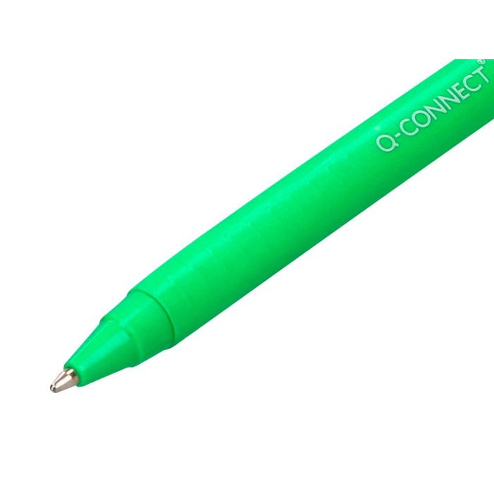 Boligrafo Q-Connect Retractil Kf14625 Biodegradable Verde Tinta Azul 12 unidades 2