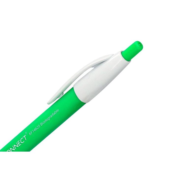 Boligrafo Q-Connect Retractil Kf14625 Biodegradable Verde Tinta Azul 12 unidades 4