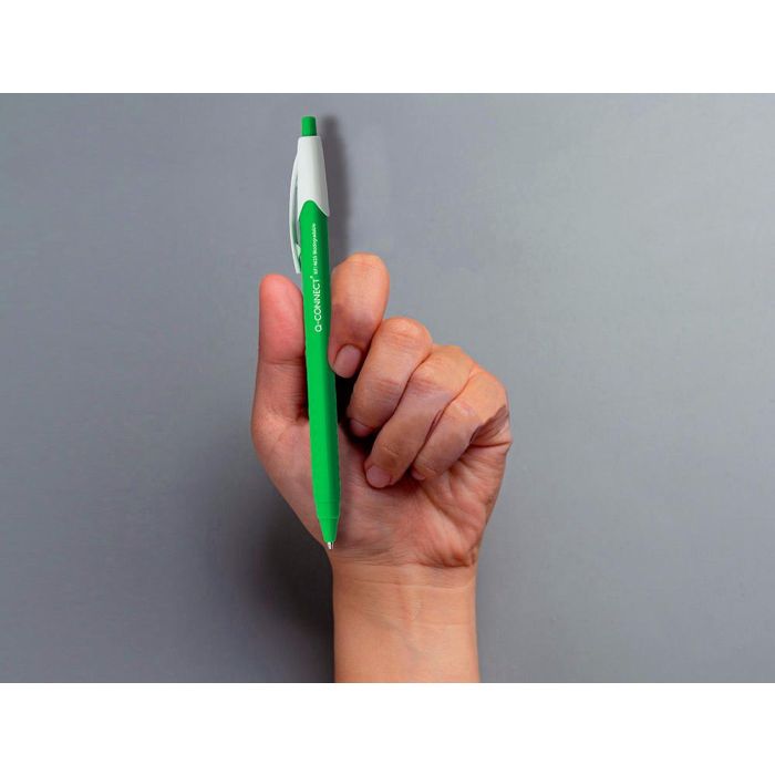 Boligrafo Q-Connect Retractil Kf14625 Biodegradable Verde Tinta Azul 12 unidades 5