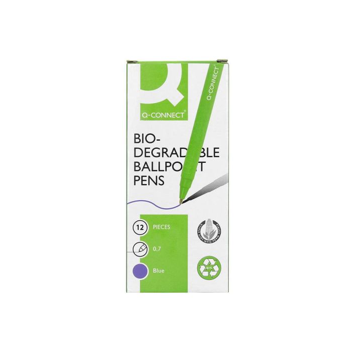 Boligrafo Q-Connect Retractil Kf14625 Biodegradable Verde Tinta Azul 12 unidades 6