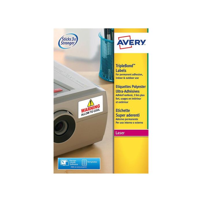 Etiqueta Adhesiva Avery Poliester Super Adherente Blanca 45,7x25,4 mm Laser Pack De 800 Unidades 1