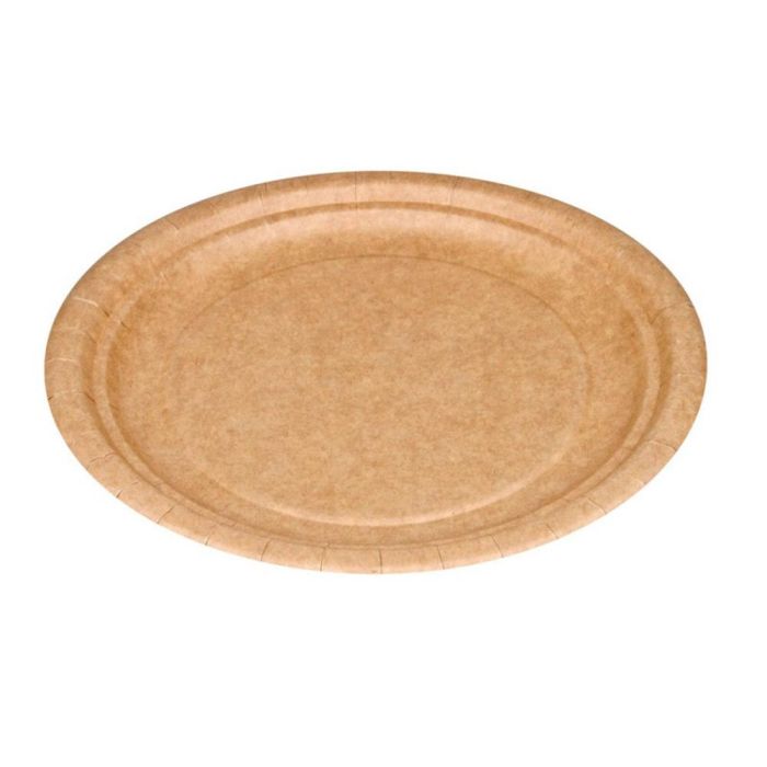 Plato Carton Biodegradable Marron 22 cm Paquete De 50 Unidades 1