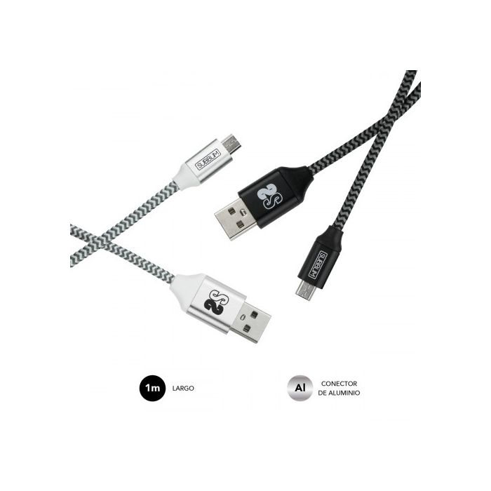 Subblim Pack 2 Cables Usb A Micro Usb (2.4A) 1M Black/Silver 2