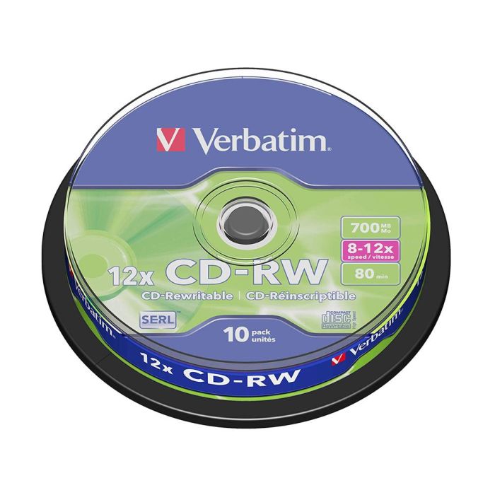 Cd-Rw Verbatim Serl Capacidad 700Mb Velocidad 12X 80 Min Tarrina De 10 Unidades 1