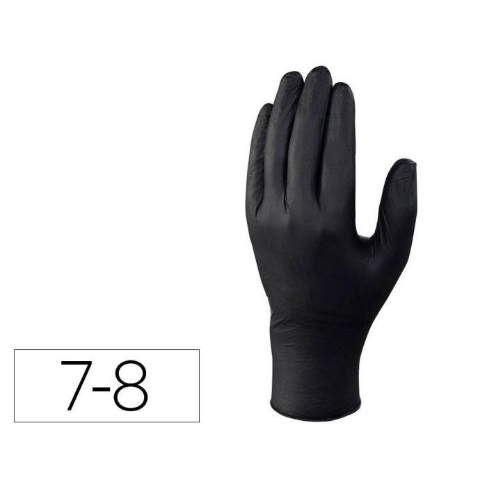 Guantes Deltaplus De Nitrilo Desechable Negro Caja De 100 Unidades Talla 7-8