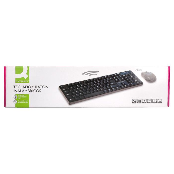 Set Teclado + Raton Inalambrico Q-Connect 2.4 gr Negro Compatible Windows 3