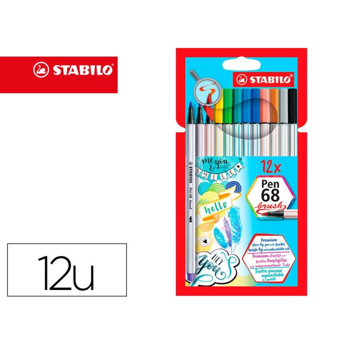 Stabilo Rotuladores Pen 68 Brush C-Surtidos Estuche 12 Ud