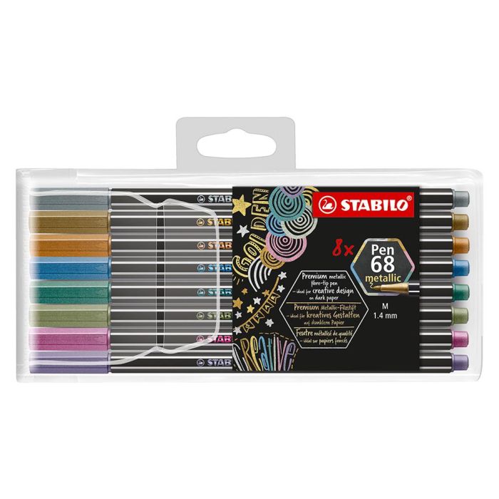 Stabilo Rotuladores Pen 68 Metallic C-Surtidos Metálicos Estuche Plástico 8 Ud 1