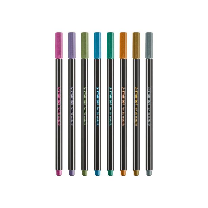 Stabilo Rotuladores Pen 68 Metallic C-Surtidos Metálicos Estuche Plástico 8 Ud 2