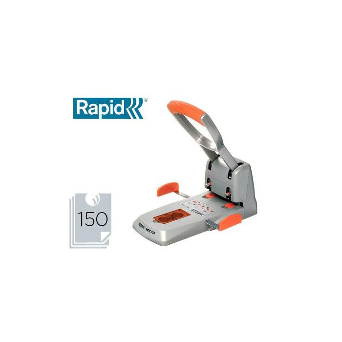 Taladrador Rapid Hdc150 Supreme Metalico-Abs Plata-Naranja Capacidad 150 Hojas