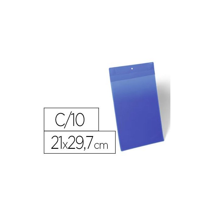 Funda Durable Magnetica 210x297 mm Plastico Azul Ventana Transparente Pack De 10 Unidades