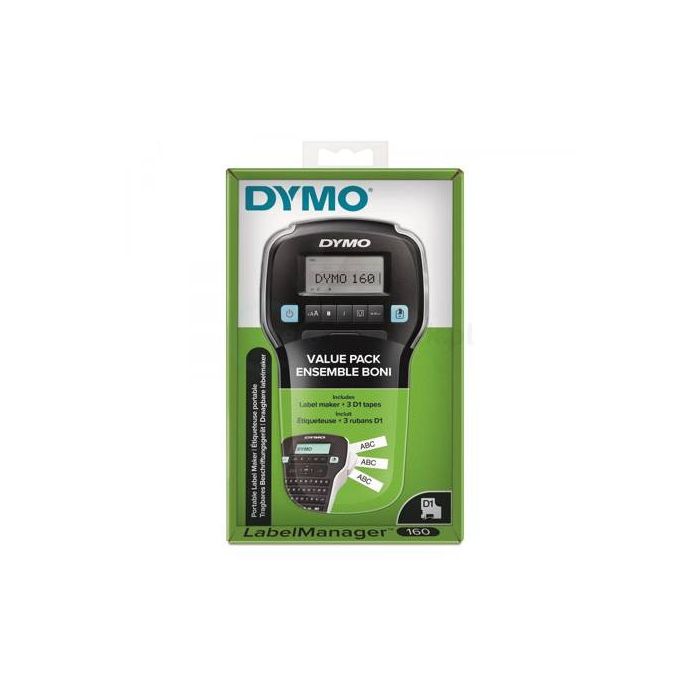 Dymo etiquetadora - rotuladora electrónica lm160 + 3 cintas d1 de 12mm negro sobre blanco (45013) (value pack) 3