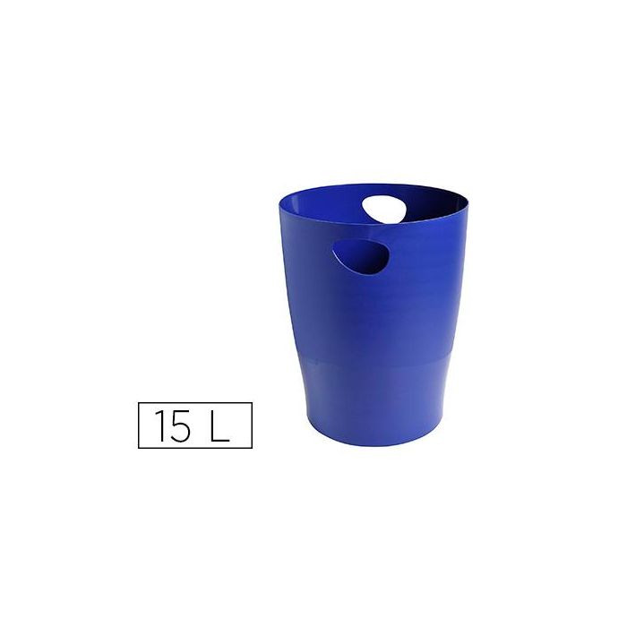 Papelera Plastico Exacompta Ecoblack Azul 15 Litros