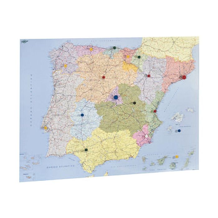 Mapa Mural Faibo España Y Portugal Autonomico Plastificado Enrollado 98x134 cm 1