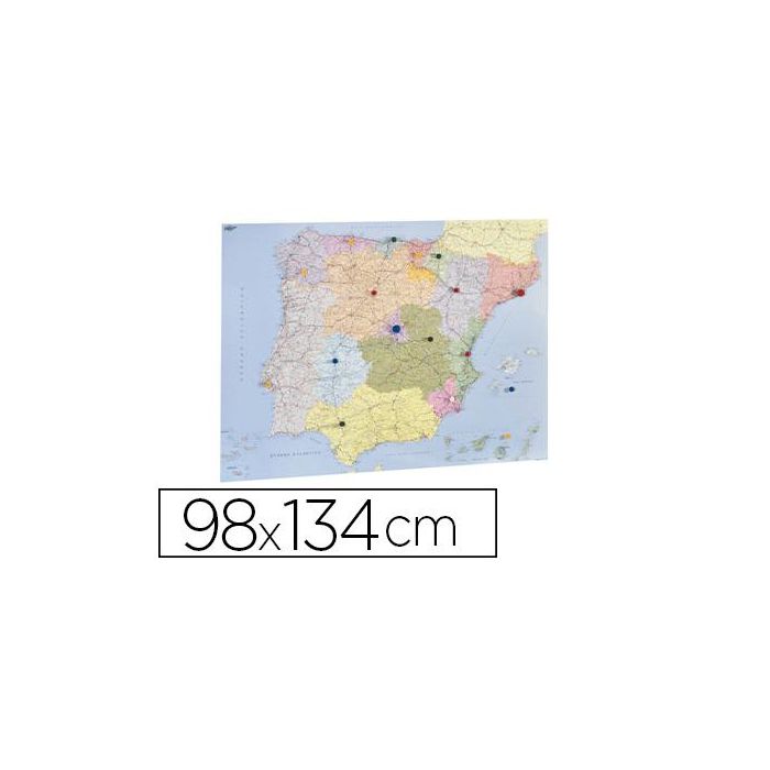 Mapa Mural Faibo España Y Portugal Autonomico Plastificado Enrollado 98x134 cm