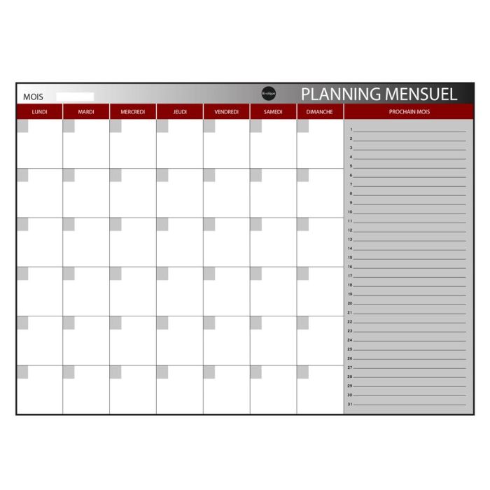 Planning Magnetico Bi-Office Mensual Lacado Marco Aluminio Rotulable 60x45 cm 1