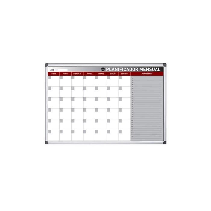 Planning Magnetico Bi-Office Mensual Lacado Marco Aluminio Rotulable 60x45 cm