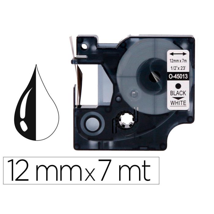 Cinta Q-Connect 1000 Negro-Blanco 12 mm X 7Mt Dymo