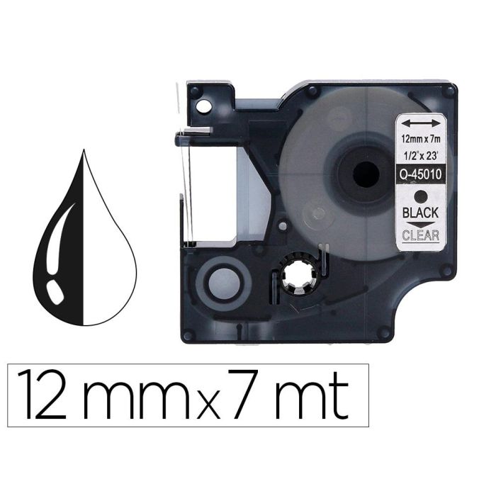 Cinta Q-Connect Negro-Transparente 12 mm X 7Mt Dymo