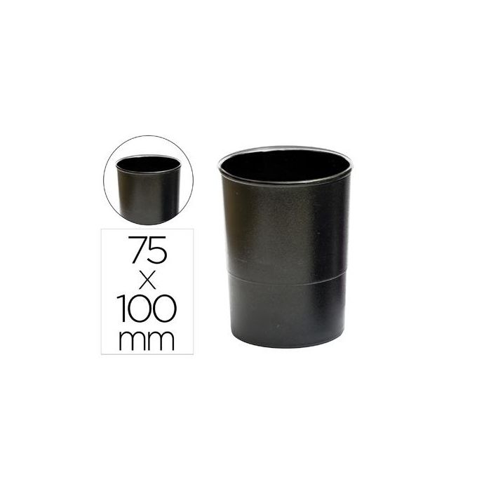 Cubilete Portalapices Q-Connect Negro Opaco Plastico 100% Reciclado Redondo Diametro 75 mm Alto 100 mm