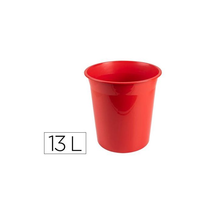 Papelera Plastico Q-Connect Rojo Opaco 13 Litros 275x285 mm