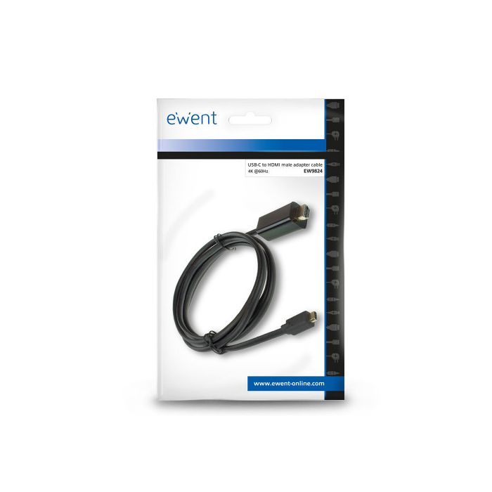 Ewent EW9824 adaptador de cable de vídeo 2 m USB Tipo C HDMI tipo A (Estándar) Negro 2