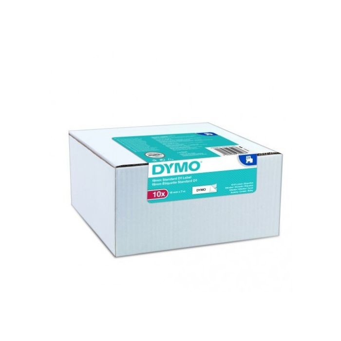 Dymo D1 cinta autoadhesiva estándar, negro sobre blanco, 9mmx7m, pack de 10 s0720680 (41913)