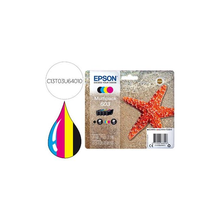 Epson Tinta Multipack Bk - C - M - Y Xp-2100, 3100, 4100 - Wf-2830Dwf, 2850Dw - Nº 603