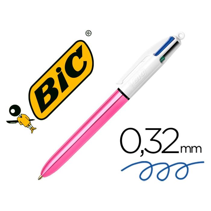 Boligrafo Bic Cuatro Colores Shine Rosa Punta De 1 mm 12 unidades