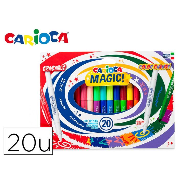 Rotulador Carioca Magic Borrable Caja De 20 Unidades Colores Surtidos