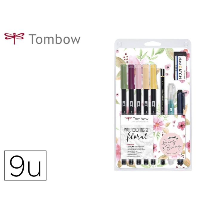 Set Watercoloring Tombow Floral 9 Piezas