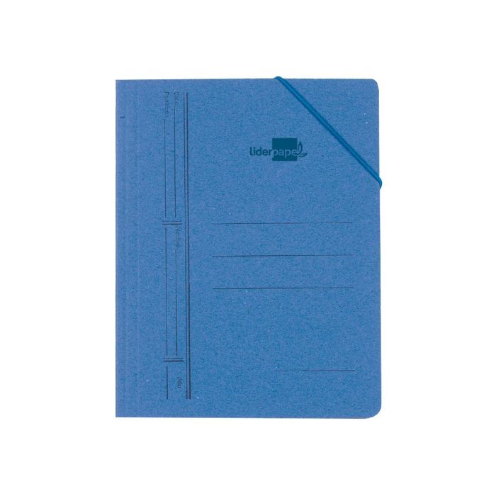 Carpeta Liderpapel Gomas Folio Bolsa Carton Pintado Azul 10 unidades 2