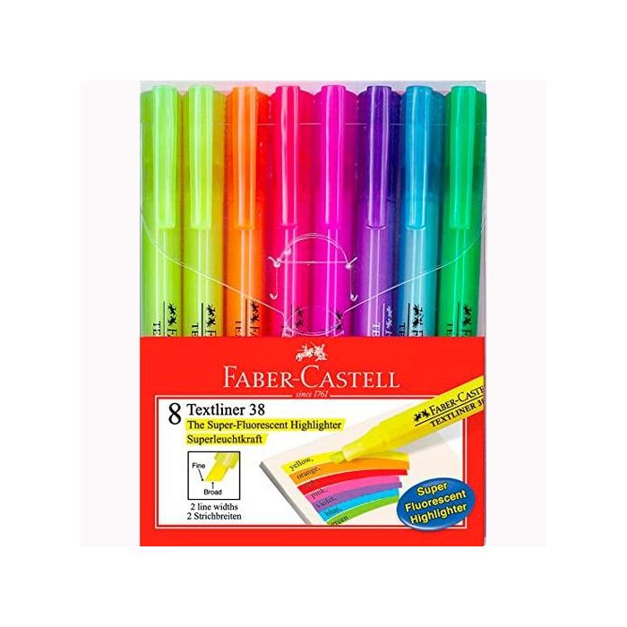 Faber castell marcadores fluorescentes textliner 38 estuche de 8 c/surtidos