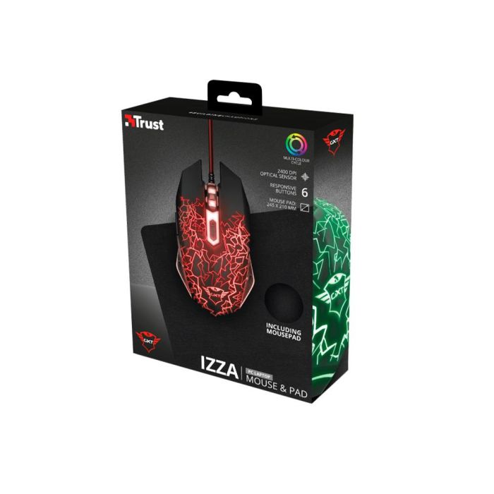 Pack Alfombrilla + Raton Optico Trust Gaming Gxt783 Izza Mouse & Pad 2400 Dpi 6 Botones 4