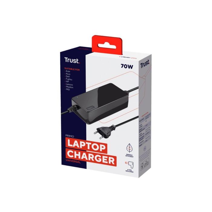 Adaptador De Corriente Trust Primo Universal Para Portatil Charger 19 V-70 W Con 6 Conectores 3